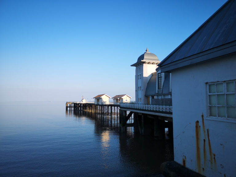 Susan Lyon, Penarth Pier water like a millpond at high tide.